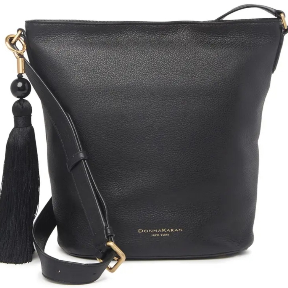 Donna Karan Raz Leather Black Crossbody Bag